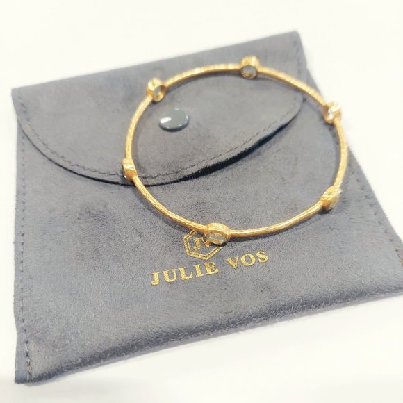 Julie Vos Jewelry - Julie Vos Milano Gold Light Blue Gemstone Bangle